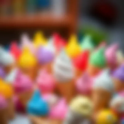 Colorful assortment of miniature ice cream cones