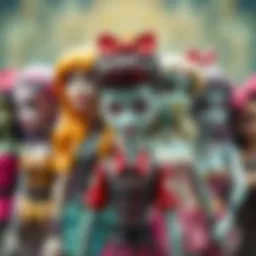 An artistic representation of Monster High characters showcasing diverse designs.