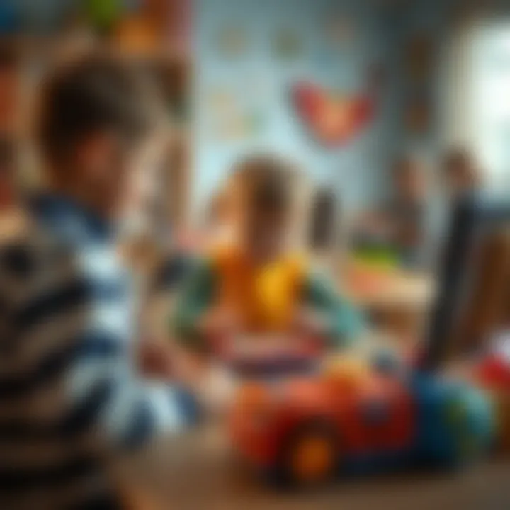 Children engaging with the educational tools from the set