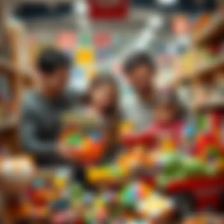 A family selecting toys together, highlighting the joy of choosing the right toy.