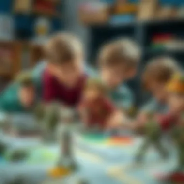 A family engaging in educational activities with toy soldiers