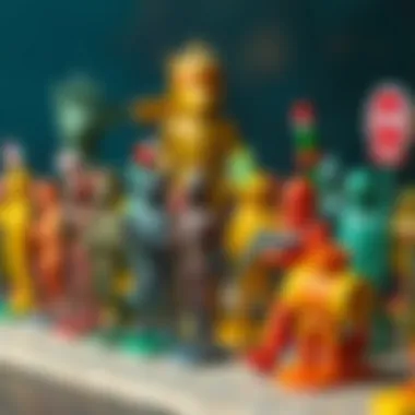 A colorful array of different types of toy soldiers