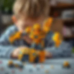 A child playing with a Bumblebee toy, showcasing creativity and imagination