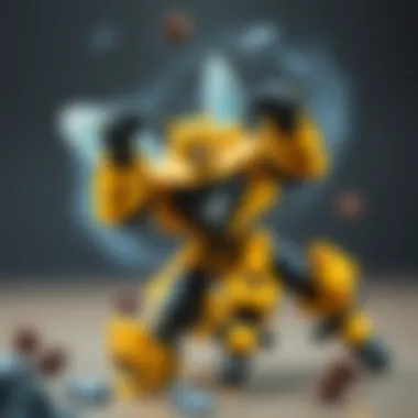 An illustration of Bumblebee in a dynamic pose, capturing the character's excitement
