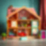 A colorful toy house showcasing various rooms and furniture.