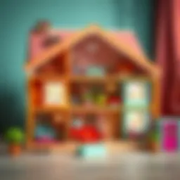 A colorful toy house showcasing various rooms and furniture.