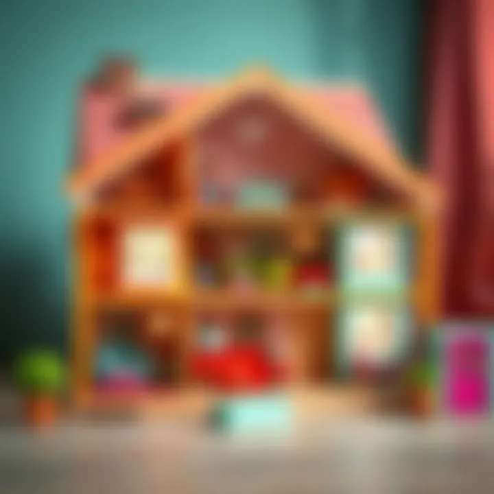 A colorful toy house showcasing various rooms and furniture.