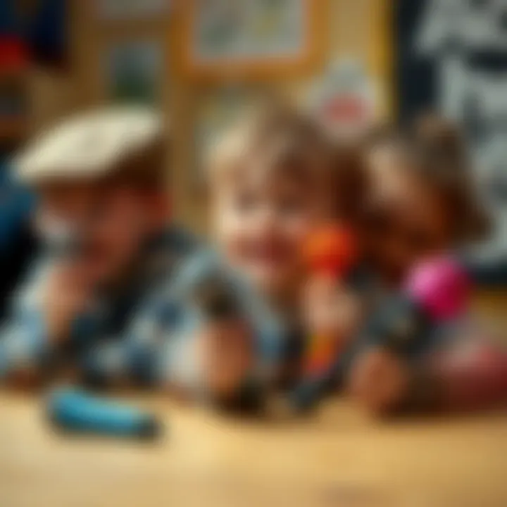 Joyful Kids with Handmade Microphones Children enjoying with their handmade microphones