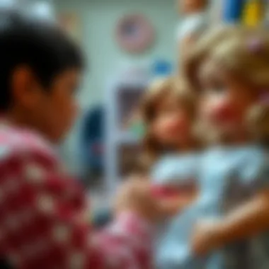 A thoughtful parent selecting an American doll for their child, considering pedagogical aspects