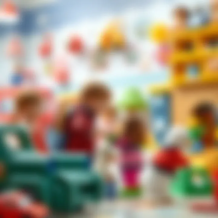 Parents selecting educational toys including stickers