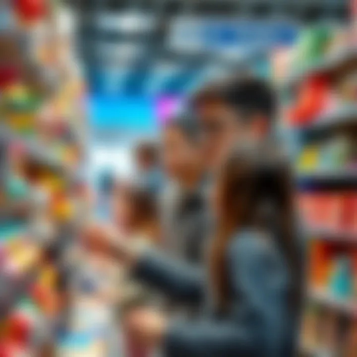 Parents selecting Goojitzu toys in a store