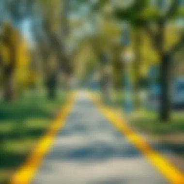 Ideal Skating Location A scenic park path perfect for roller skating exploration