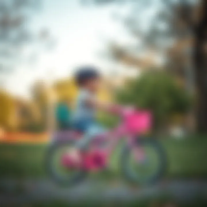 Child Riding a Pink Bicycle in the Park Child riding a pink bicycle in a park