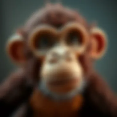 Detailed View of a Monkey Toy A close-up of a monkey toy highlighting its features