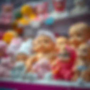 Popular brands of realistic toy babies on display.