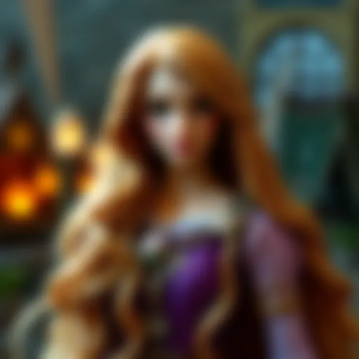 Illustration of Rapunzel with her long hair, representing strength and resilience.