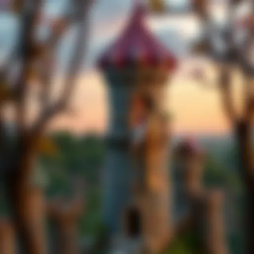 A depiction of Rapunzel in her tower, symbolizing isolation and longing for freedom.