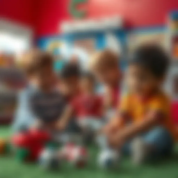 Children playing with Ronaldo-themed toys in a vibrant setting.