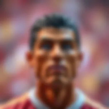 A close-up of a Ronaldo collectible item highlighting its intricate details.