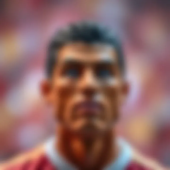 A close-up of a Ronaldo collectible item highlighting its intricate details.