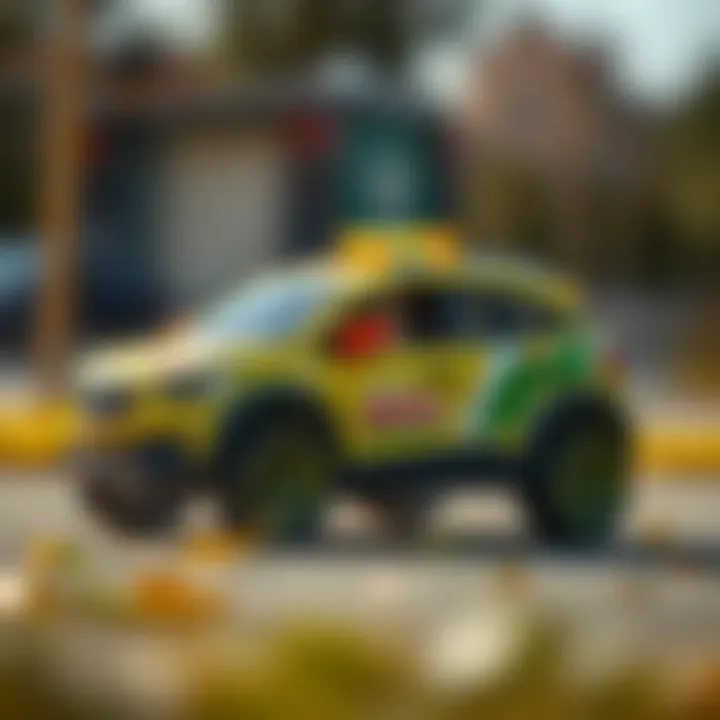 Safety measures for children's electric cars shown in a brochure