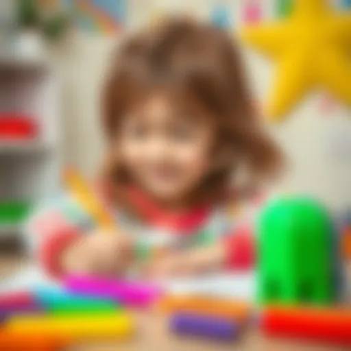 A child creatively drawing with vibrant colors