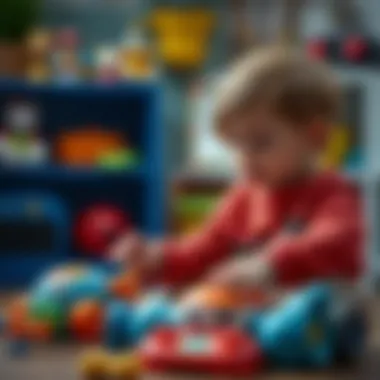 Child exploring educational sound toys