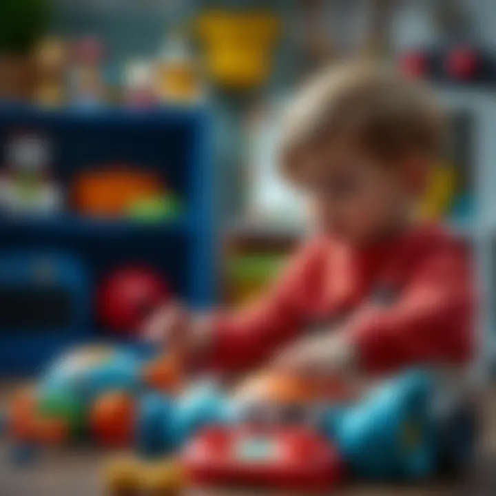 Child exploring educational sound toys