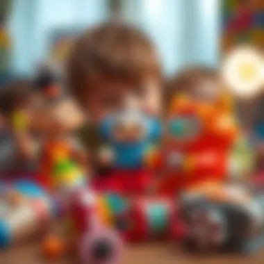 Colorful sound-producing toys engaging children