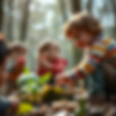 Children exploring nature through play