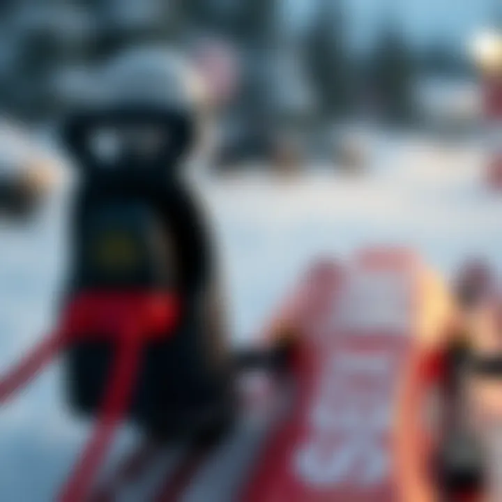 Close-up of sled safety features