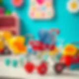 A vibrant collection of toy baby strollers for children