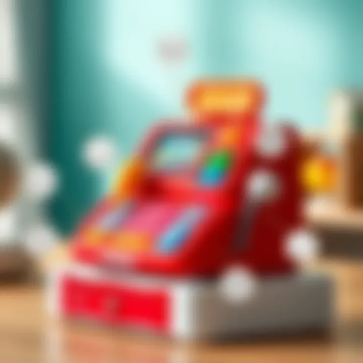 Various features of the Smoby cash register displayed, highlighting its educational benefits.