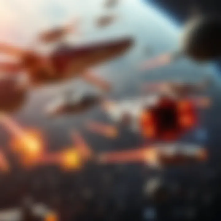 An epic space battle showcasing advanced starships