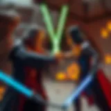 The iconic lightsaber duel between two legendary characters