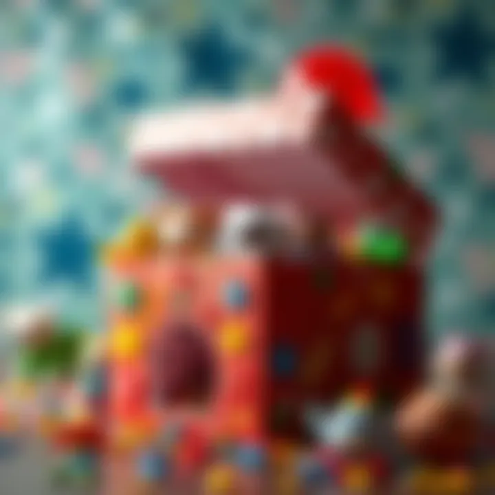 Colorful Surprise Box with Toys A colorful surprise box filled with toys