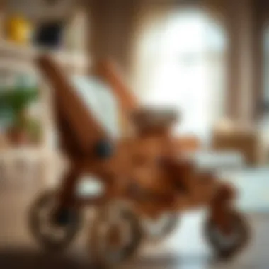 Close-up of sustainable wooden materials used in baby strollers