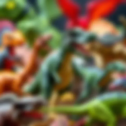 Diverse T-Rex Toy Designs A vibrant collection of various T-Rex toys showcasing different designs and colors.