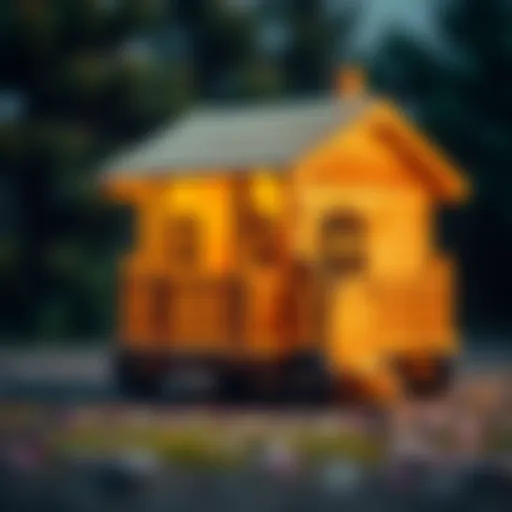 A beautifully crafted wooden playhouse on wheels, inspiring creativity in children.