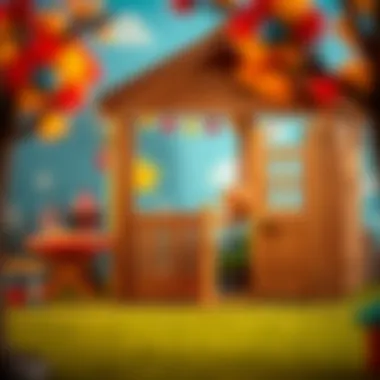 Safe and Vibrant Play Environment A safe and vibrant environment created by a wooden playhouse, encouraging imaginative play.