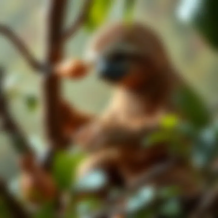 A sloth interacting with its environment