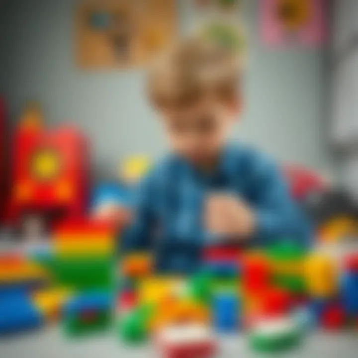Five-year-old boy playing with building blocks