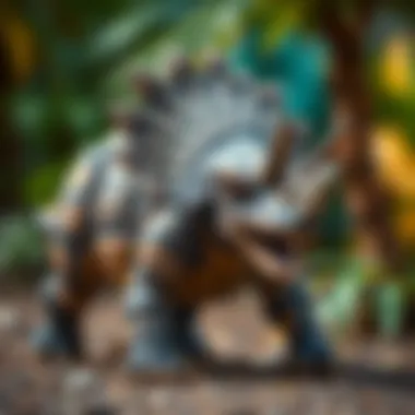 Triceratops in Modern Culture A creative depiction of Triceratops in contemporary popular culture, featuring toys and media