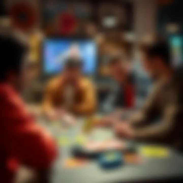 Group of friends enjoying a game of Uno