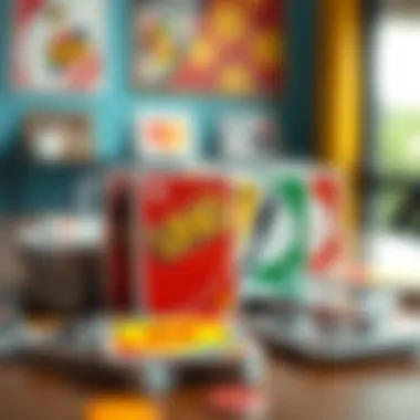 Colorful Uno card deck displayed on a table