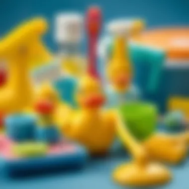 Variety of cleaning tools for children's toys