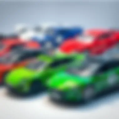 An array of different electric car models, highlighting variety and choices available for children.