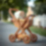 Wooden baby stroller showcasing ergonomic design