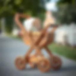 Wooden baby stroller showcasing ergonomic design