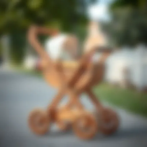Wooden baby stroller showcasing ergonomic design